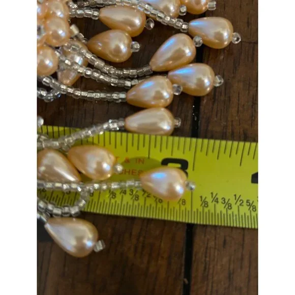 Vintage Hair Barrette Faux Pearl Apricot Peach Pastel Orange Bridal Formal Prom - Picture 13 of 13